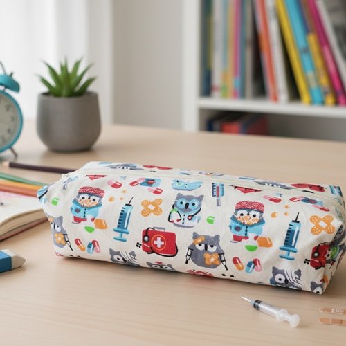 Trousse d'école fille ou garçon motif hiboux