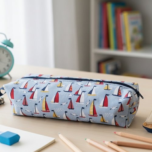 Trousse d'école fille ou garçon motif petits bateaux