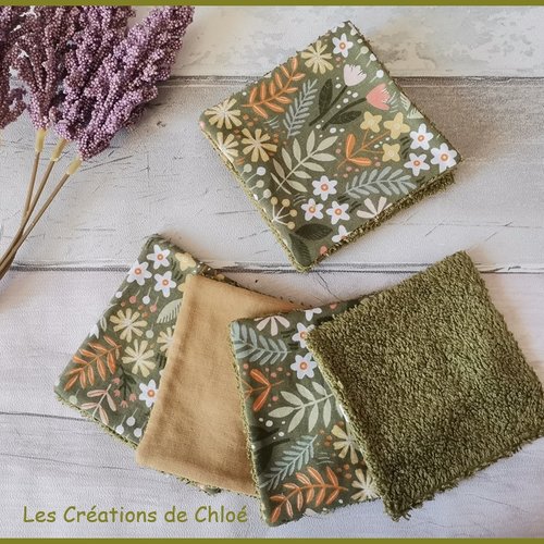Lot de 8 lingettes démaquillantes coton imprimé et éponge