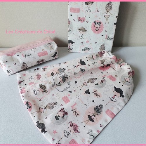 Ensemble rentrée scolaire rose et blanc