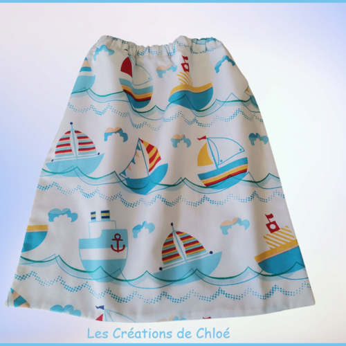 Serviette de cantine élastique motif bateaux