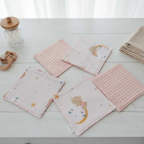 4 lingettes bébé coton et nid d'abeilles