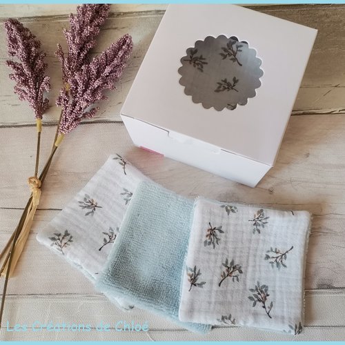 Boite de 8 lingettes lavables bébé double gaze et éponge bambou
