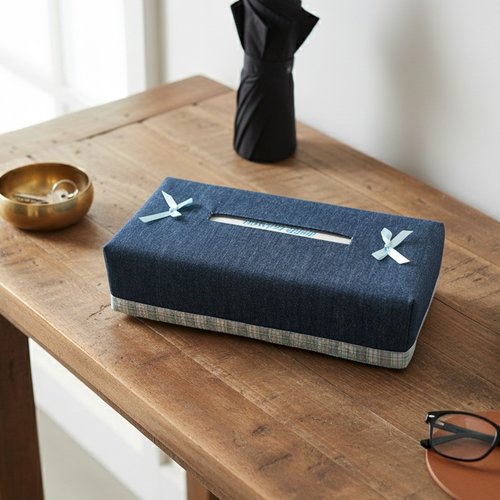 Housse pour boite à mouchoirs coton en jean
