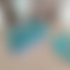 Housse pour boite à mouchoirs turquoise fleurs mauves