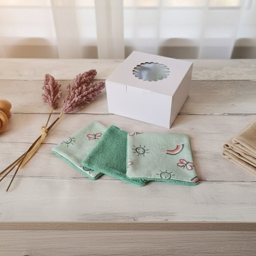 Boite de 14 lingettes lavables bébé coton et éponge bambou