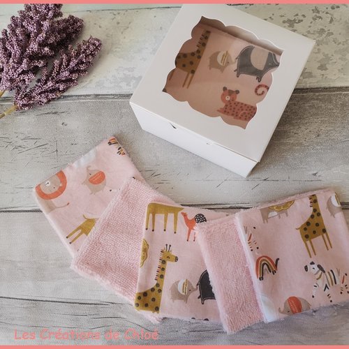 Boite de 14 lingettes lavables bébé coton et éponge bambou