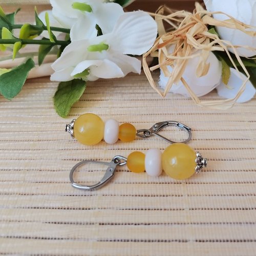 Boucles d'oreilles acier inoxydable et perles en verre