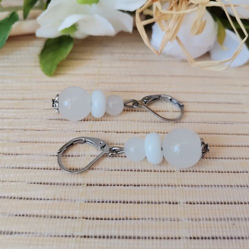 Boucles d'oreilles acier inoxydable et perles en verre