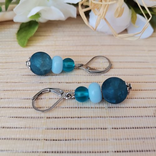 Boucles d'oreilles acier inoxydable et perles en verre