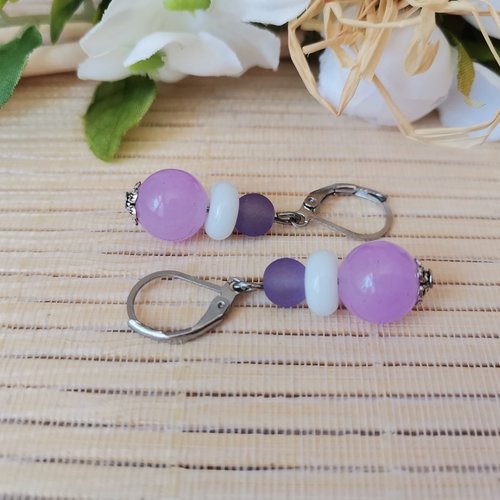 Boucles d'oreilles acier inoxydable et perles en verre
