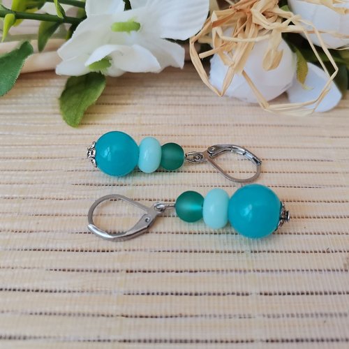 Boucles d'oreilles acier inoxydable et perles en verre
