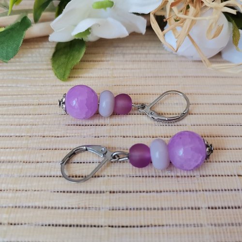Boucles d'oreilles acier inoxydable et perles en verre