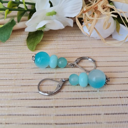 Boucles d'oreilles acier inoxydable et perles en verre