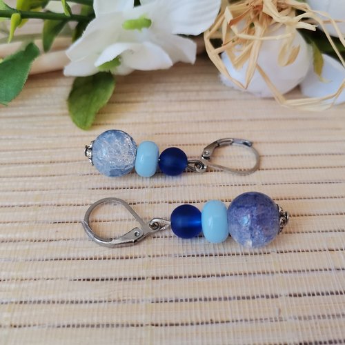 Boucles d'oreilles acier inoxydable et perles en verre