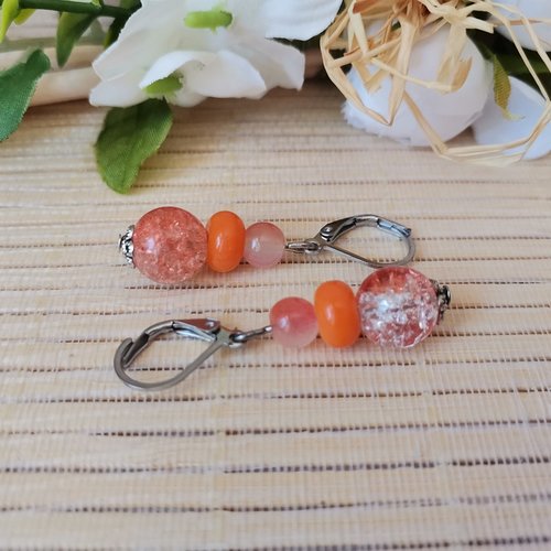 Boucles d'oreilles acier inoxydable et perles en verre
