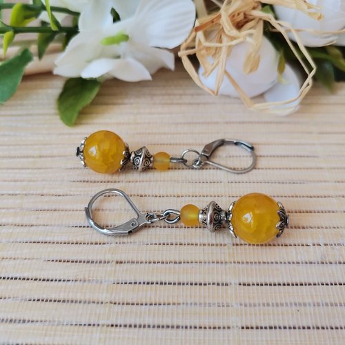 Boucles d'oreilles acier inoxydable et perles en verre