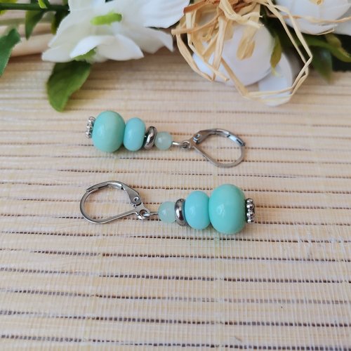 Boucles d'oreilles acier inoxydable et perles en verre