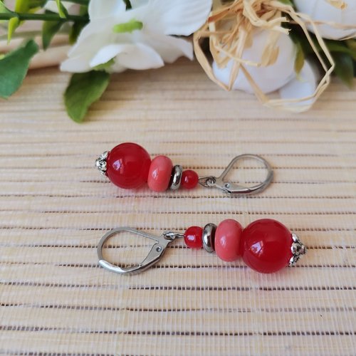Boucles d'oreilles acier inoxydable et perles en verre