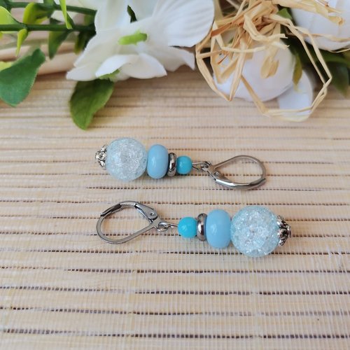 Boucles d'oreilles acier inoxydable et perles en verre