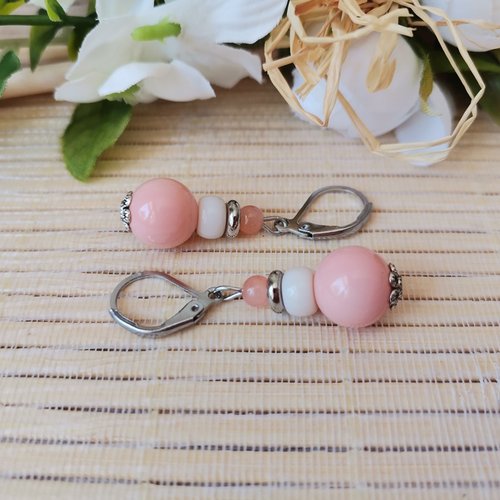 Boucles d'oreilles acier inoxydable et perles en verre