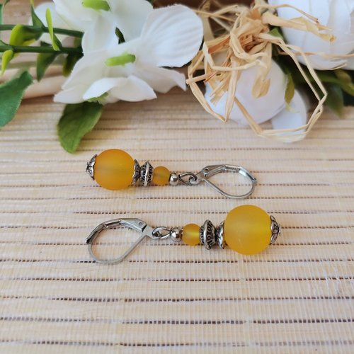 Boucles d'oreilles acier inoxydable et perles en verre