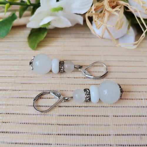 Boucles d'oreilles acier inoxydable et perles en verre