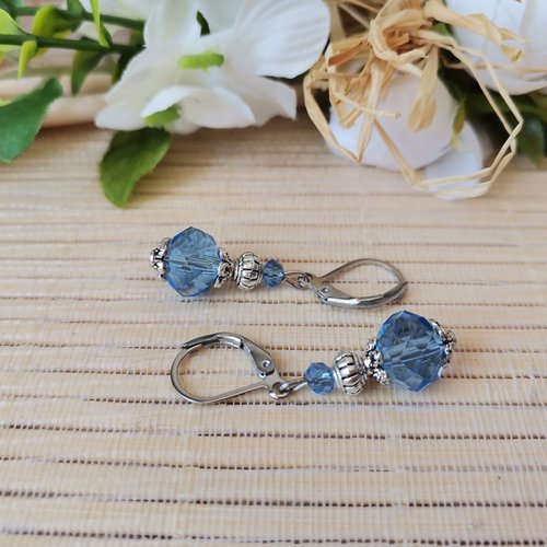 Boucles d'oreilles acier inoxydable et perles en verre