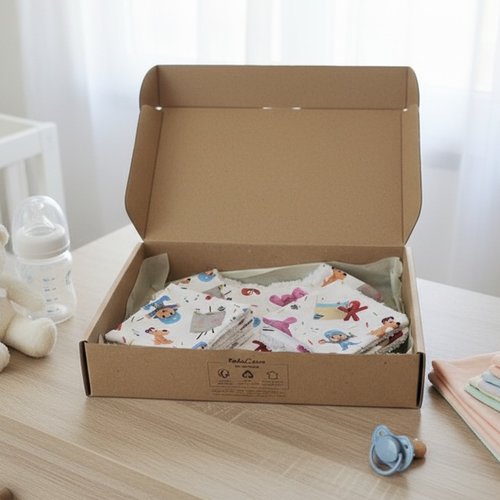Coffret/box naissance bavoir et 10 lingettes