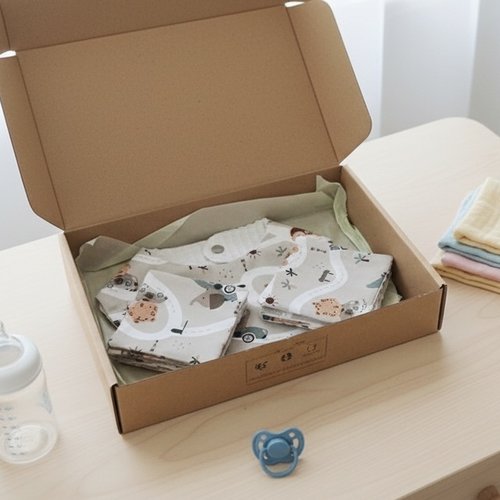Coffret/box naissance bavoir et 10 lingettes