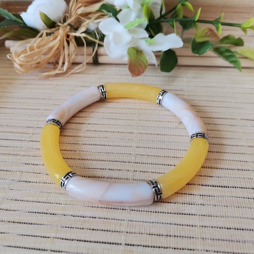 Bracelet perles tube incurvées