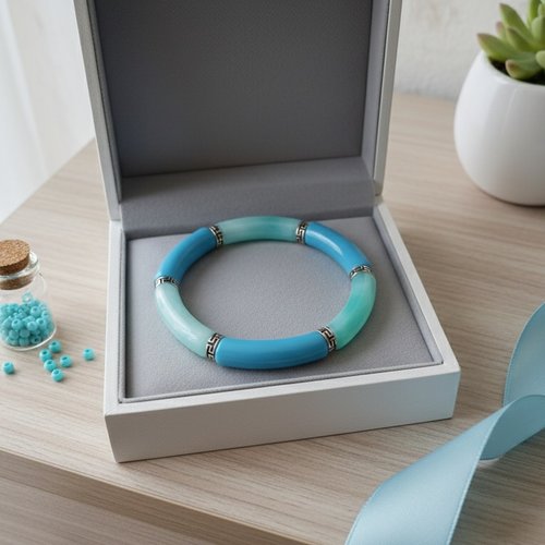 Bracelet perles tube incurvées