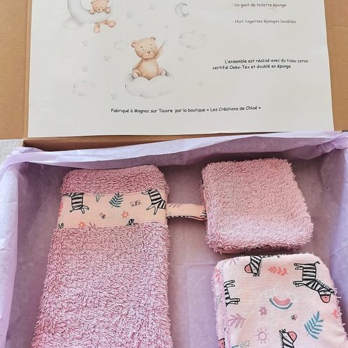 Coffret naissance/box naissance tissu coton et éponge