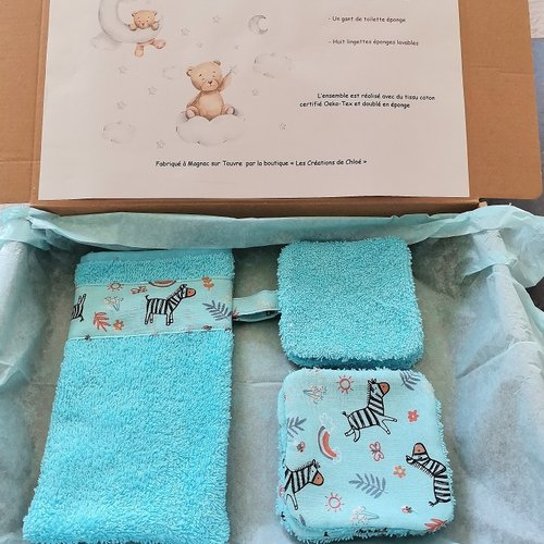 Coffret naissance/box naissance tissu coton et éponge