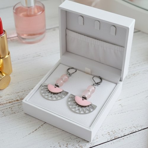 Boucles d'oreilles acier inoxydable et rose