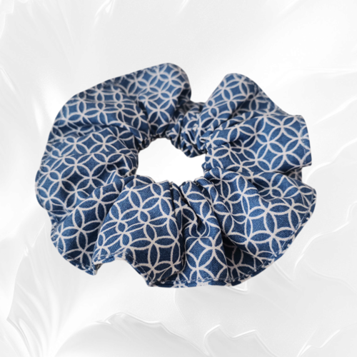 Chouchou coton bleu et blanc