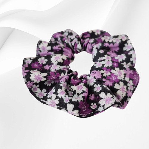 Chouchou coton noir et violet