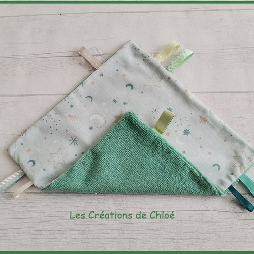 Doudou plat carré coton motifs étoiles
