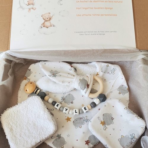 Coffret naissance/box naissance blanc imprimé