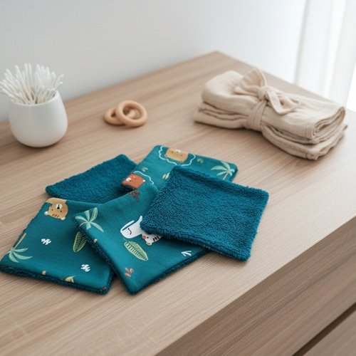 6 lingettes bébé coton et éponge bambou