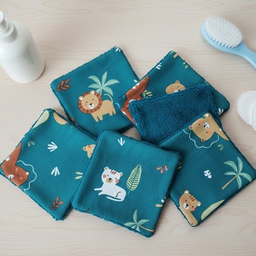 6 lingettes bébé coton et éponge bambou