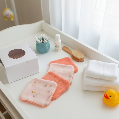 Boite de 9 lingettes lavables pour bébé coton et éponge bambou orange