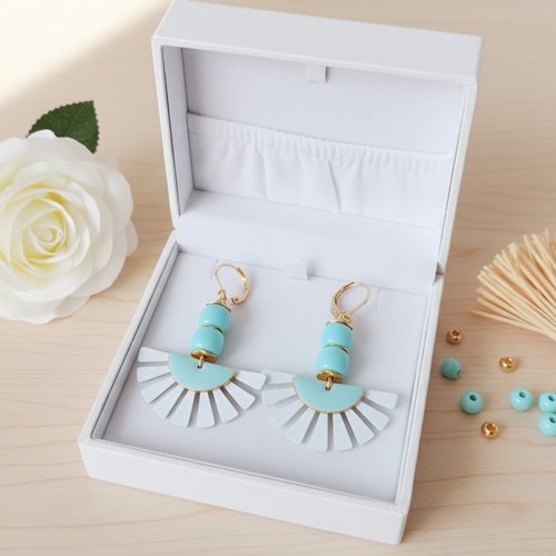 Boucles d'oreilles acier inoxydable doré et pendentif