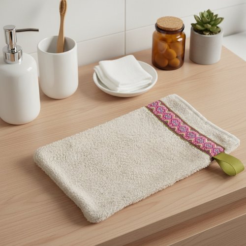 Gant de toilette éponge beige