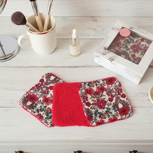 Boite de 12 lingettes démaquillantes coton imprimé et éponge