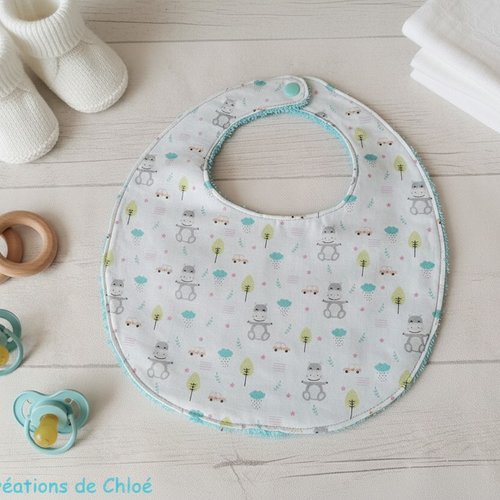 Bavoir bébé coton imprimé et doublé tissu éponge