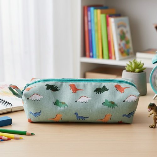 Trousse enfant double entoilage motifs dinosaures