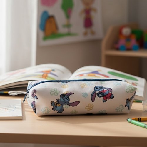 Trousse enfant double entoilage motifs stitch