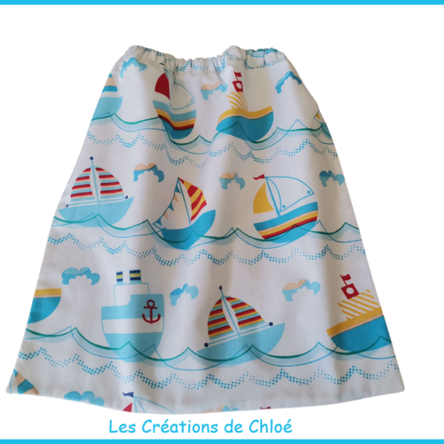 Serviette de cantine élastique motif bateaux