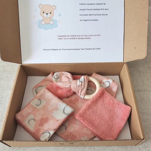 Coffret naissance/box naissance saumon/éléphants